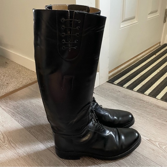 Police Patrol Tall Leather Lace Up Motorcycle Moto Equestrian Boots Mens Size 9 - Picture 9 of 11